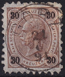 Austria - 1890 - Scott #60 - used - GÖRZ pmk Italy - perf 9 1/4