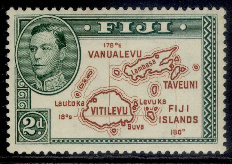 FIJI GVI SG254, 2d brown & green, VLH MINT. Cat £25. DIE II