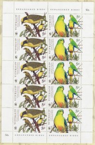 Australia #1676a & 78a MNH, 2 sheets of 10,  WWF endangered birds, issued 1998
