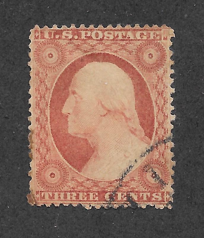 25  Used, 3c. XF+  Washington, Dull Red, scv: $175  FREE INSURED SHIPPING