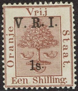 ORANGE FREE STATE 1900 VRI 1/- ON TREE 1/- MIXED RAISED AND LEVEL STOPS