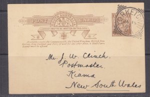 SOUTH AUSTRALIA, Postal Card., 1906 1d. Brown, YORKETOWN squared circle to Kiama