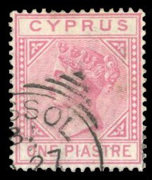 Cyprus #12 Cat$37.50, 1881 1pi rose, used