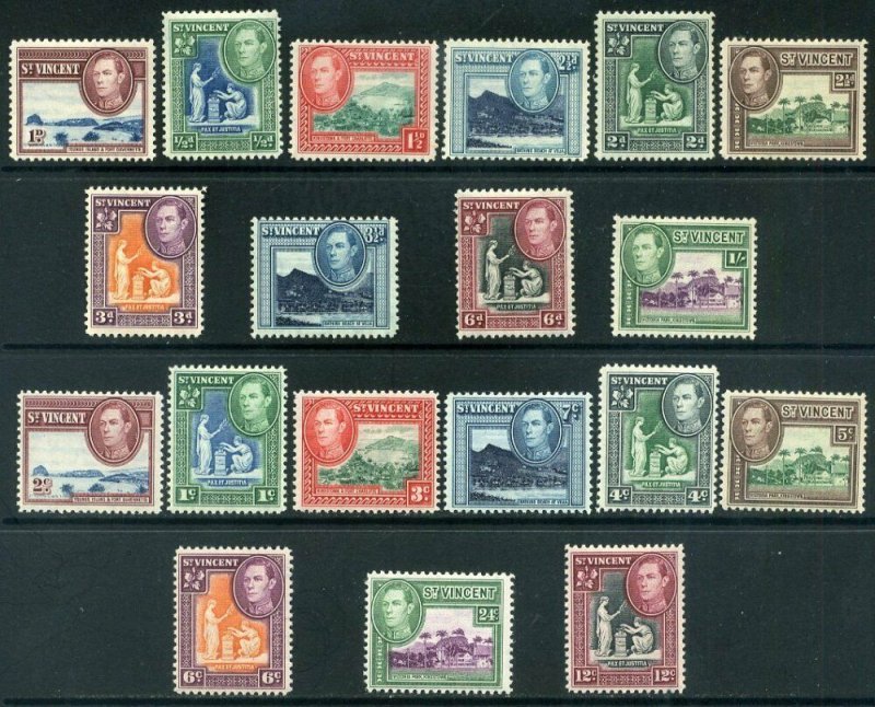 St Vincent KGVI 1938-49 Part Sets SG149/156 & SG164/172 Mounted Mint