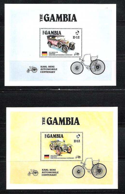 Gambia 628-29 MNH S/S Ameripex 86 \Autos\ SCV 16.50