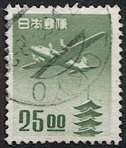 JAPAN  1951 Sc C16 Used  VF  25 yen Airmail