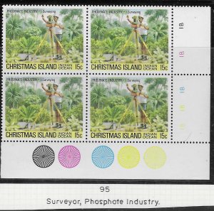 Christmas Island #95 15c Phosphate Industry (MNH) margin block of 4