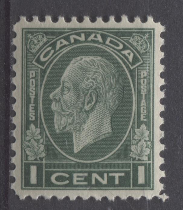 Canada #195d 1c Dp Dull Green 1932-35 Medallion Issue Yelsh Crm Flat SUP-98 NH