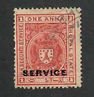 Bhopal State- India;  Scott O2; 1908; Used