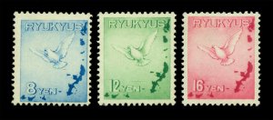 JAPAN 1950 RYUKYU Is - AIRMAIL - Dove & Map  set  Scott C1-C3 mint MNH