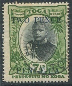 Tonga 1923 SG65 2d on 7½d King George II #2 FU