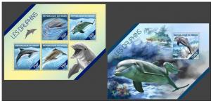 NIGER 2014 2 SHEETS nig14220ab DAUPHINS DOLPHINS MARINE LIFE