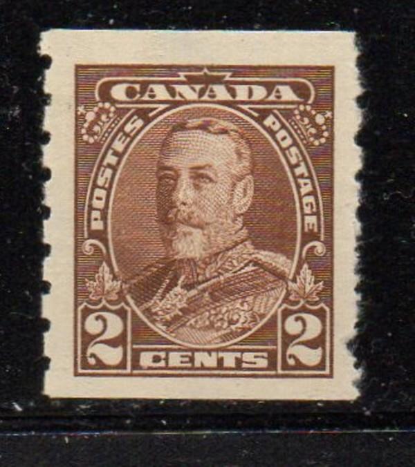 Canada Sc 229 1935 2c brown G V coil stamp mint