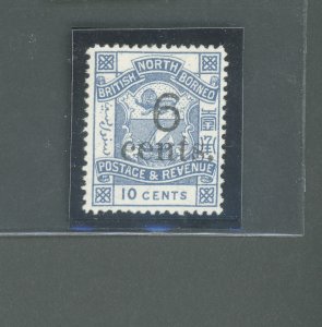 1891-92 North Borneo, Stanley Gibbons #57 - 6c. on 10c. blue - MNH**