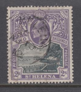 St Helena Sc 55 used. 1903 2sh violet & black KEVII & The Wharf, sound