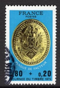 France   #B488  used  1975  stamp day  mailman`s badge