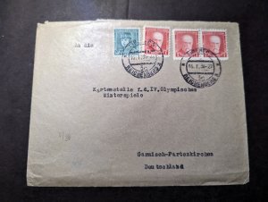 1936 Czechoslovakia Cover Liberec to Garmisch Partekirchen Germany