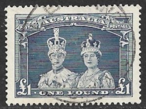 AUSTRALIA 1937-46 £1 KGVI and Queen in Coronation Robes Issue Sc 179 VFU