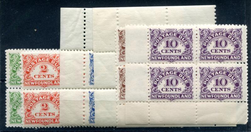 NEWFOUNDLAND J1-6 Mint NH postage due, Blocks of 4 with selvege