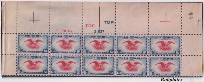 BOBPLATES #C23 Eagle Plate Block of 10 21837 F21845 VF NH Type 4 DCV=$22++