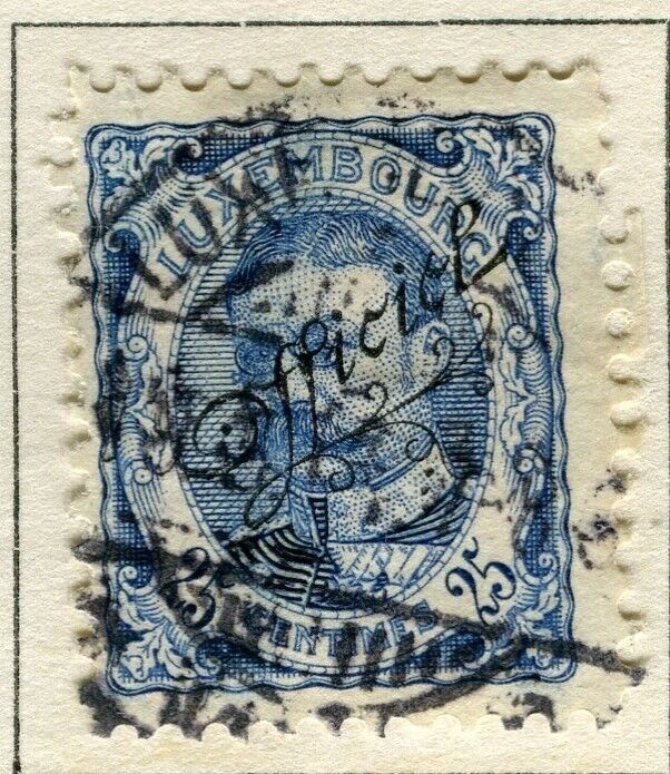 LUXEMBOURG; 1908 early Duke William OFFICIAL Optd issue fine used 25c.  