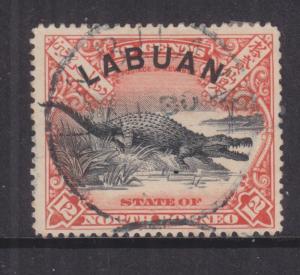LABUAN, 1897 12c. Crocodile, perf. 14 1/2-15, used, cds. cancel.