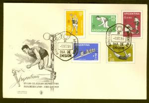 ARGENTINA 1959 PAN AMERICAN GAMES CHICAGO USA CACHET FDC Sc B19-B21,CB15-CB16