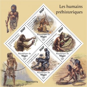 NIGER - 2021 - Prehistoric Humans - Perf 4v Sheet -Mint Never Hinged