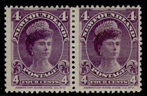 Canada - Newfoundlands QV SG89, 4c Purple, M immaculate condition. Cat Pair-