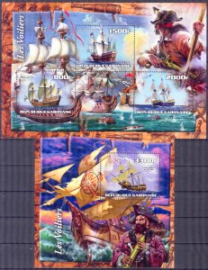 Gabon 2022 Tall Ships Sheet + S/S MNH