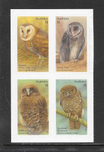BIRDS-AUSTRALIA #4503-6 OWLS (PANE #1) MNH