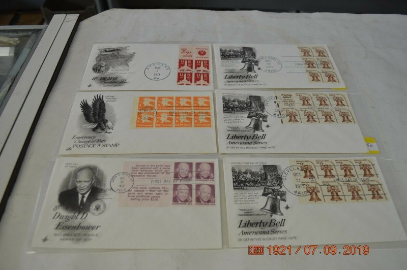 Lot of 6 booklet pane first day covers