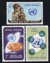 PAPUA NEW GUINEA - 1965 - UNO, 20th Anniv - Perf 3v Set - Mint Never Hinged