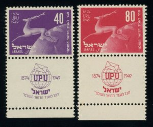 Israel Scott #31 & 32 Running Stag - w/ tabs - 40 & 80p - MNH - CV $55.00