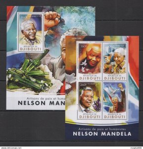 2016 Djibouti Great Humanists Peacemakers Nelson Mandela Kb+Bl ** Dj012