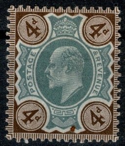 G.B. KE VII 1902-10 4d DEEP GREEN & CHOCOLATE UNUSED (MLH) SG238 P.14 XF (2)