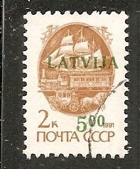 Latvia    Scott   329   Surcharge       Used