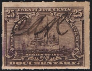 SC#R169 25¢ Revenue: Documentary Stamp (1898) Used