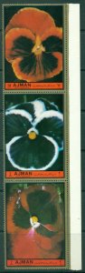 Ajman 1972 Mi#2130-2132 Flowers, Violets MLH