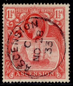 ASCENSION GV SG12b, 1½d rose-red, FINE USED. Cat £400. CDS TORN FLAG