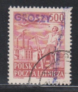 Poland,  500z Air Post, GROSZY OVERPRINT (SC# C27) Used