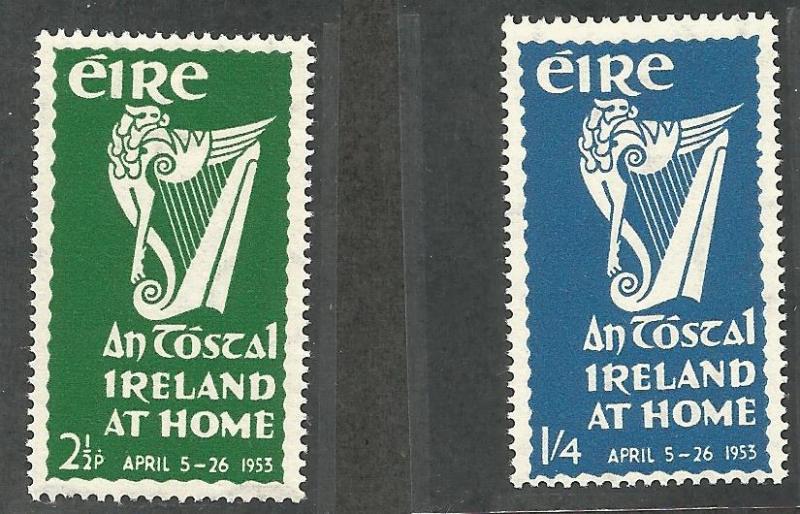 IRELAND 147-148, HINGED, PAIR OF STAMPS, IRISH HARP, 1953