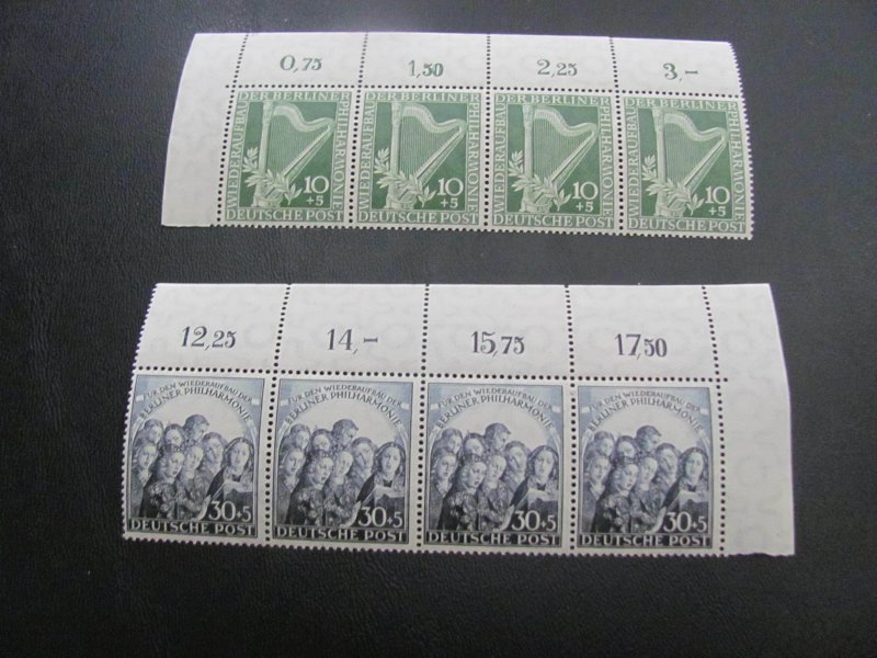 GERMANY 1950 MNH SC 9NB4-5 STRIP SET OF 5 CORNER MARGIN W/# XF $550+ (114)