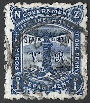 NEW ZEALAND  Life Insurance 1891, Sc OY2  Used VF  Lighthouse