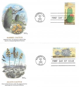 1981 FDC, #1942-1945, 1945a, 20c Desert Plants, Fleetwood (5)