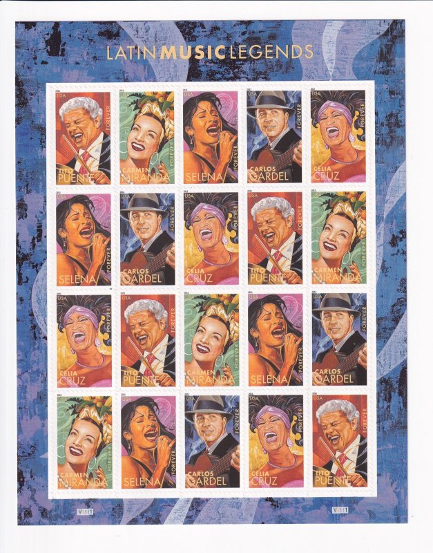 U.S.: Sc #4497-4501, Latin Music Forever Stamps, Sheet of 20, MNH