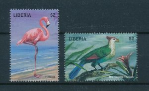 [104024] Liberia 1998 Birds vögel oiseaux flamingo touraco From sheets MNH