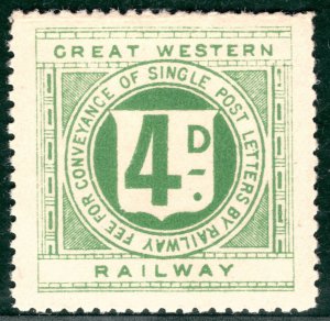 GB GWR RAILWAY Letter Stamp 4d *GREAT WESTERN* Mint MNH {samwells}LIME65