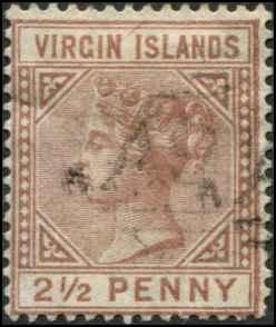 Virgin Islands SC# 11 SG# 25 VIctoria 1d wmk 1 perf 14 used SCV $140.00