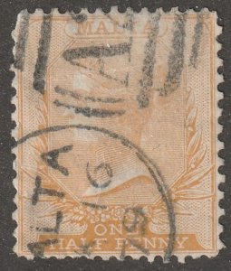 Malta, stamp, Scott#6,  used, hinged,  one half penny, A2? postmark-